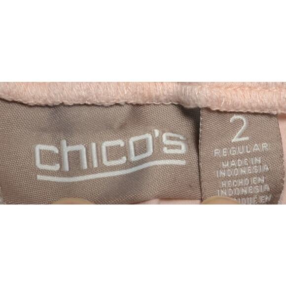Chico's Women's Pale Pink Ankle Pants Button Roll Tab Hem Stretch Casual 2 XL - Picture 8 of 11